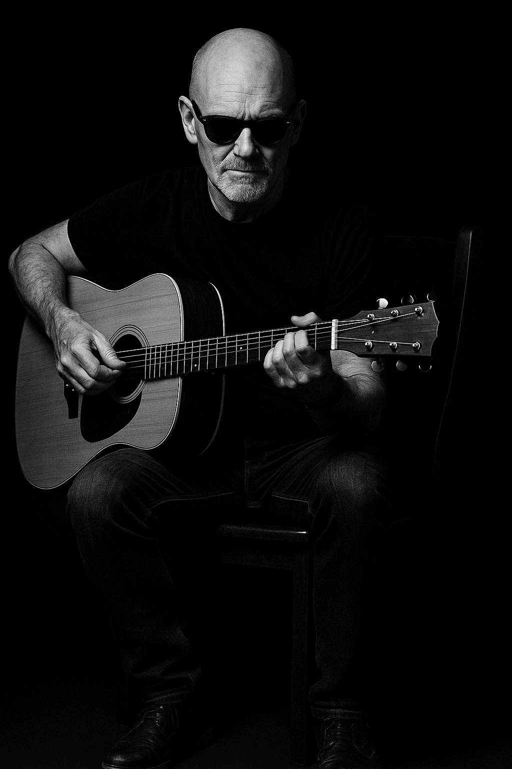 Musiker og producer Jan Engelbrecht Pedersen spiller akustisk guitar